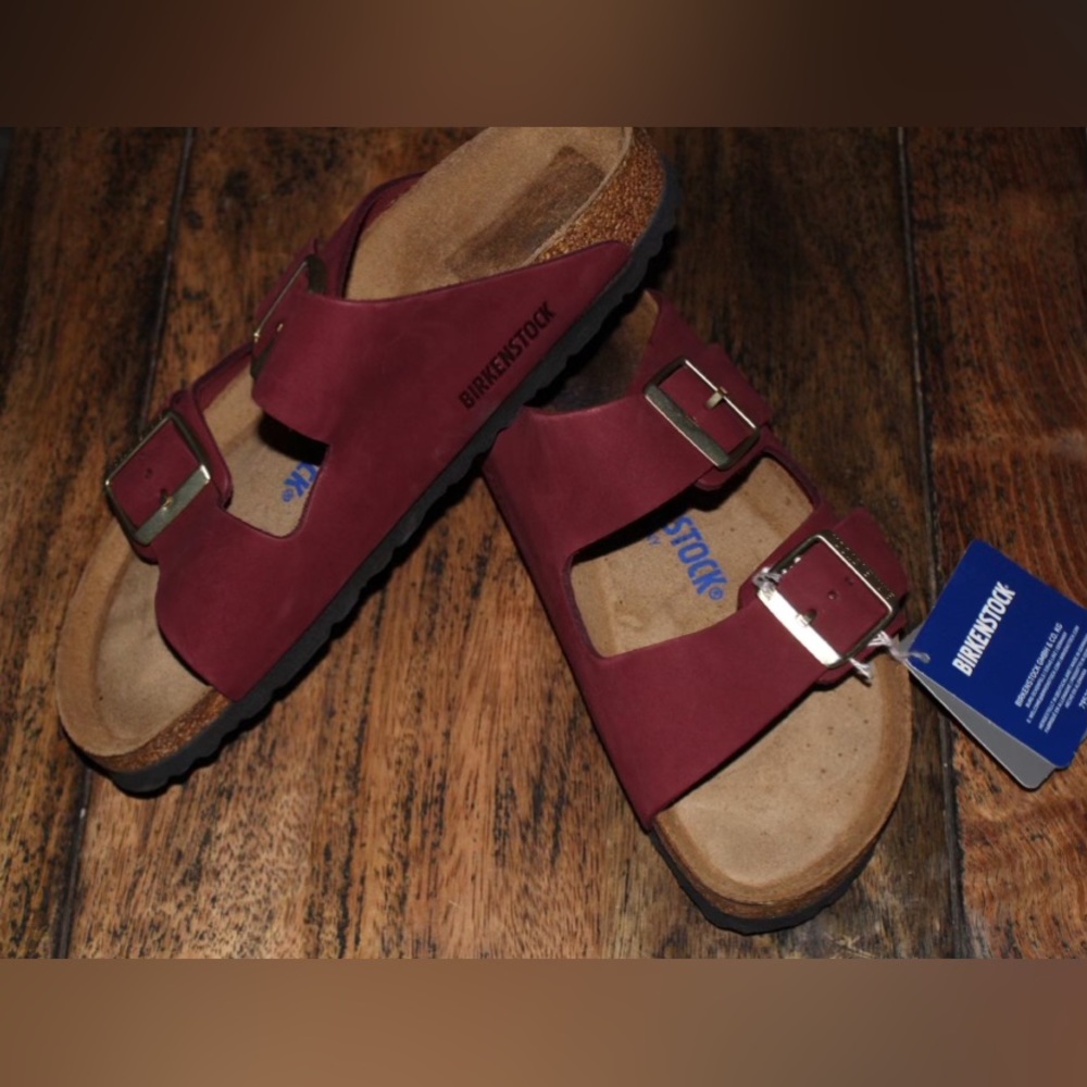 Birkenstock sandals ARIZONA Softfootbed in Maroon Nubuck Leather EU39 size 8.5/9